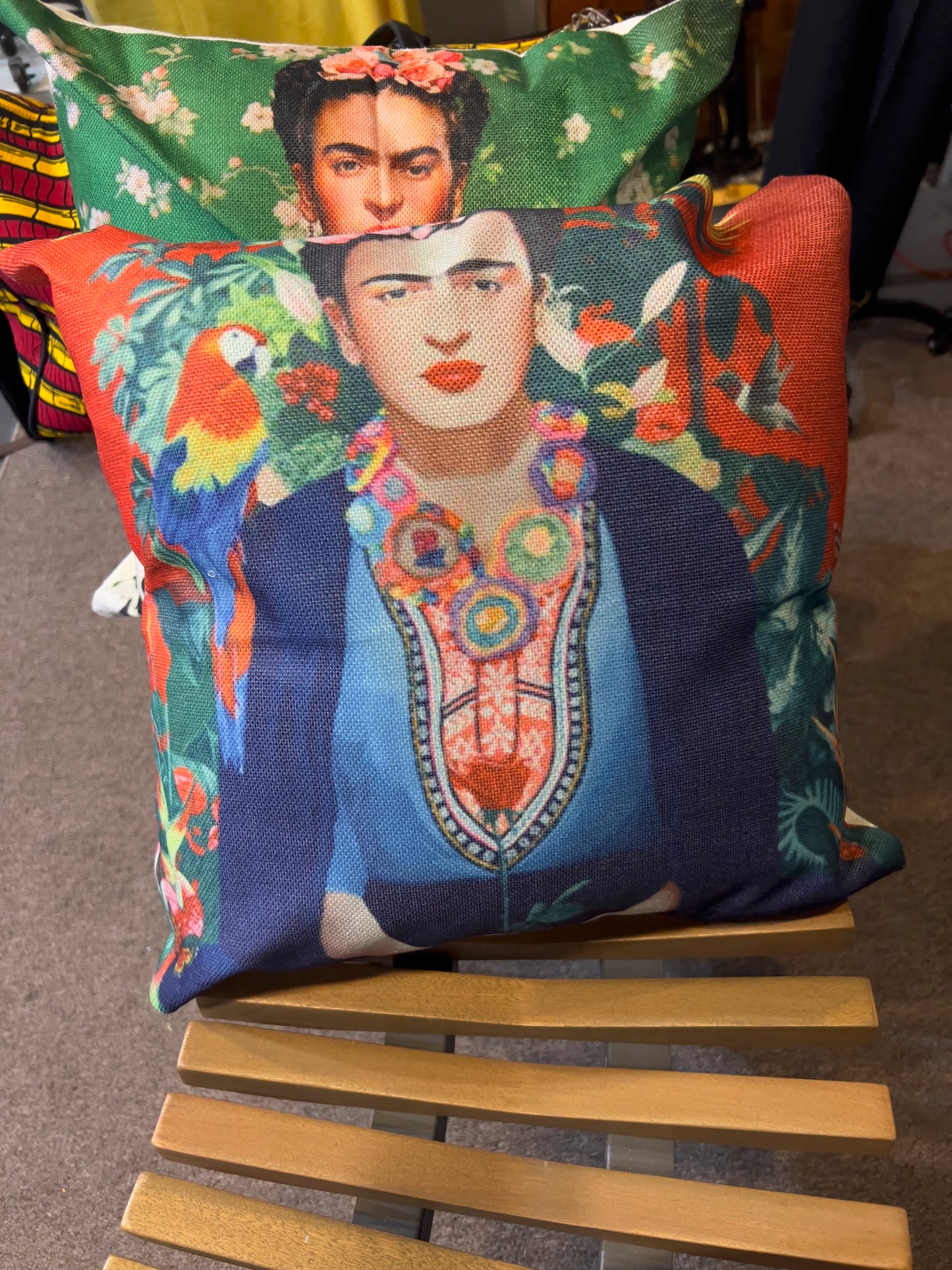 Colorful Frida Kahlo Portrait PIllow