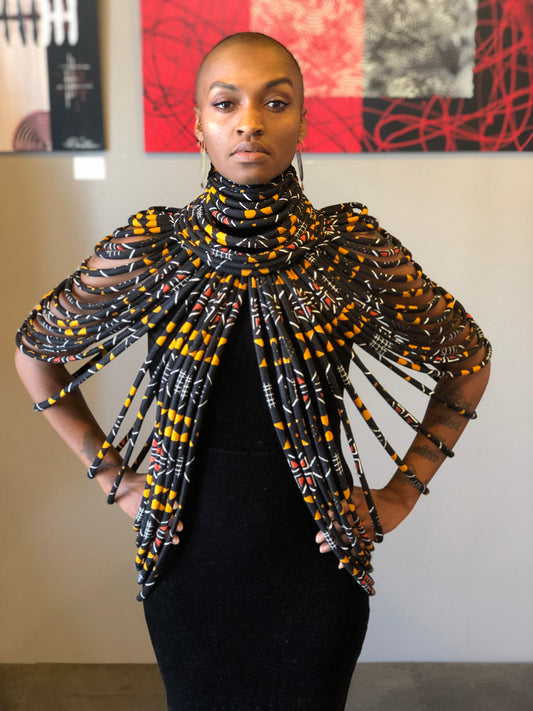 MudCloth Ankara Rope Cape